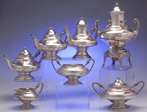 Sedona Vintage and Antique Consignment Sterling Hollowware Beaded Floral Tea Set 7pc 2 Teapots Waste Bowl Coffee Urn by Gorham